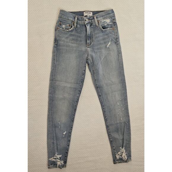 Agolde High Rise Skinny‎ Light Wash Jeans 24 - Picture 1 of 10